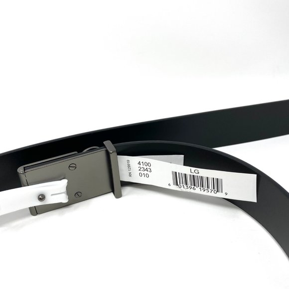 😳SALE😳 Calvin Klein Plain Leather Long Belt Black Logo CK - Picture 6 of 6